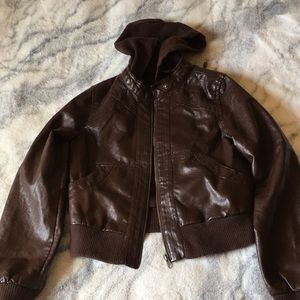 Brown leather jacket!